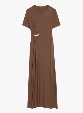 Robe longue manches courtes plissée ZADIG&VOLTAIRE Marron